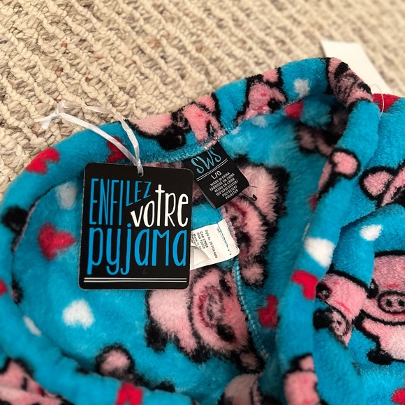 Pig blue heart footed pajamas - Picture 5 of 6